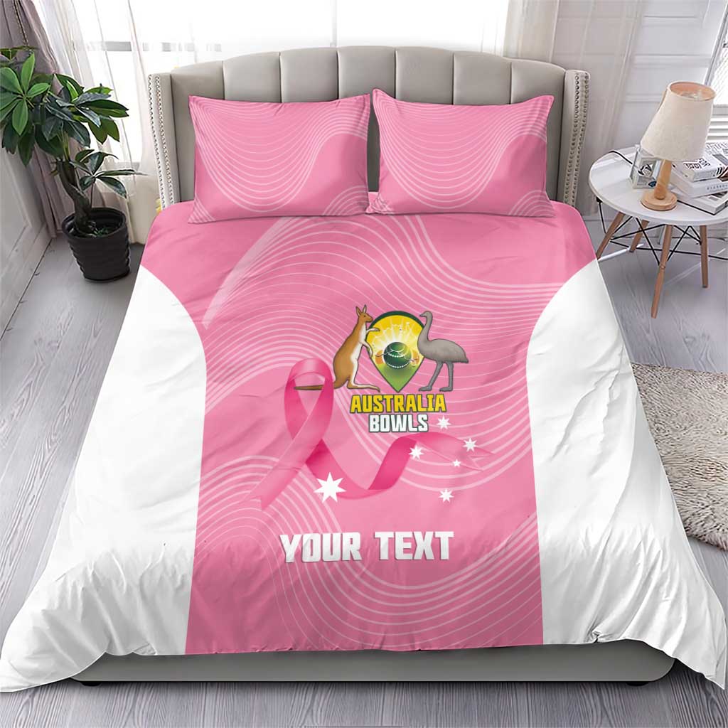 Custom Bowls Australia Breast Cancer Bedding Set Pink Ribbon Aussie Map With Kangaroo Emu - Aussie Hoodie