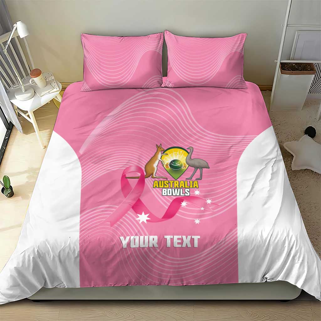 Custom Bowls Australia Breast Cancer Bedding Set Pink Ribbon Aussie Map With Kangaroo Emu - Aussie Hoodie