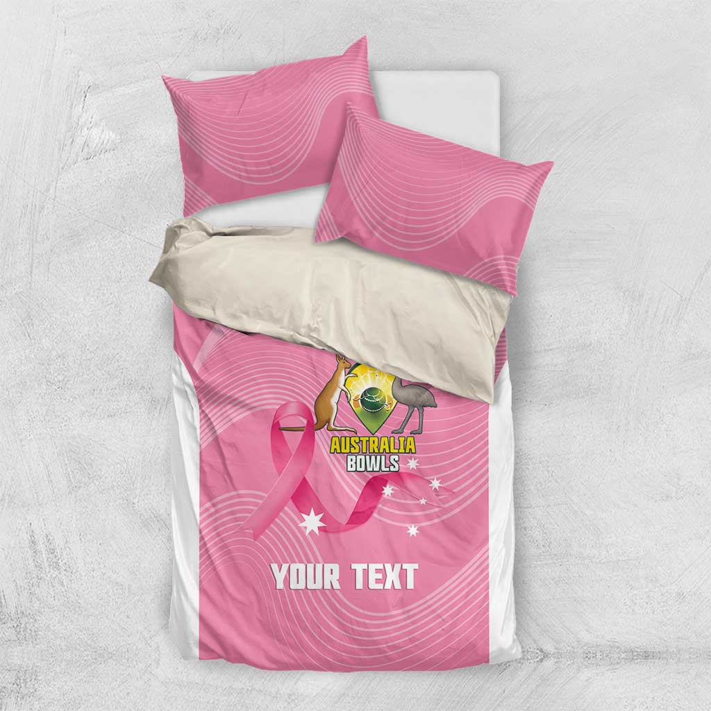 Custom Bowls Australia Breast Cancer Bedding Set Pink Ribbon Aussie Map With Kangaroo Emu - Aussie Hoodie