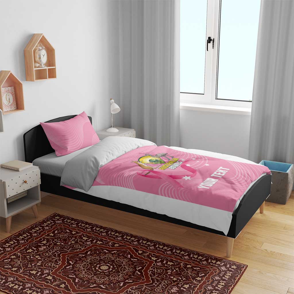 Custom Bowls Australia Breast Cancer Bedding Set Pink Ribbon Aussie Map With Kangaroo Emu - Aussie Hoodie