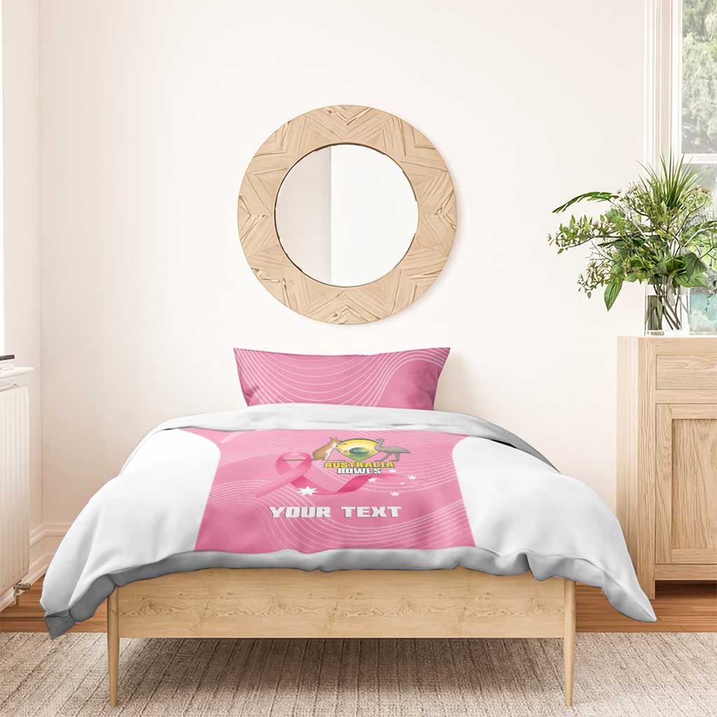 Custom Bowls Australia Breast Cancer Bedding Set Pink Ribbon Aussie Map With Kangaroo Emu - Aussie Hoodie