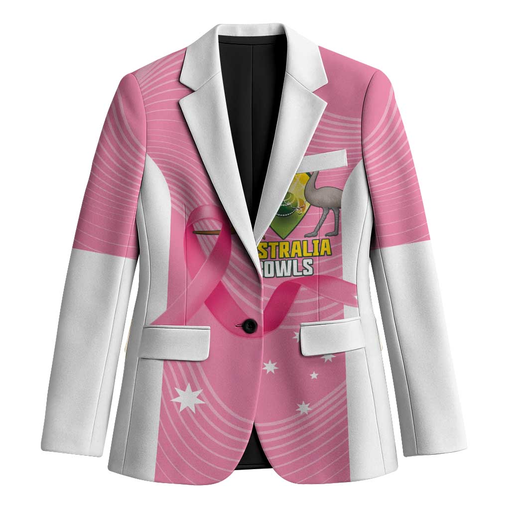 Custom Bowls Australia Breast Cancer Blazer Pink Ribbon Aussie Map With Kangaroo Emu - Aussie Hoodie