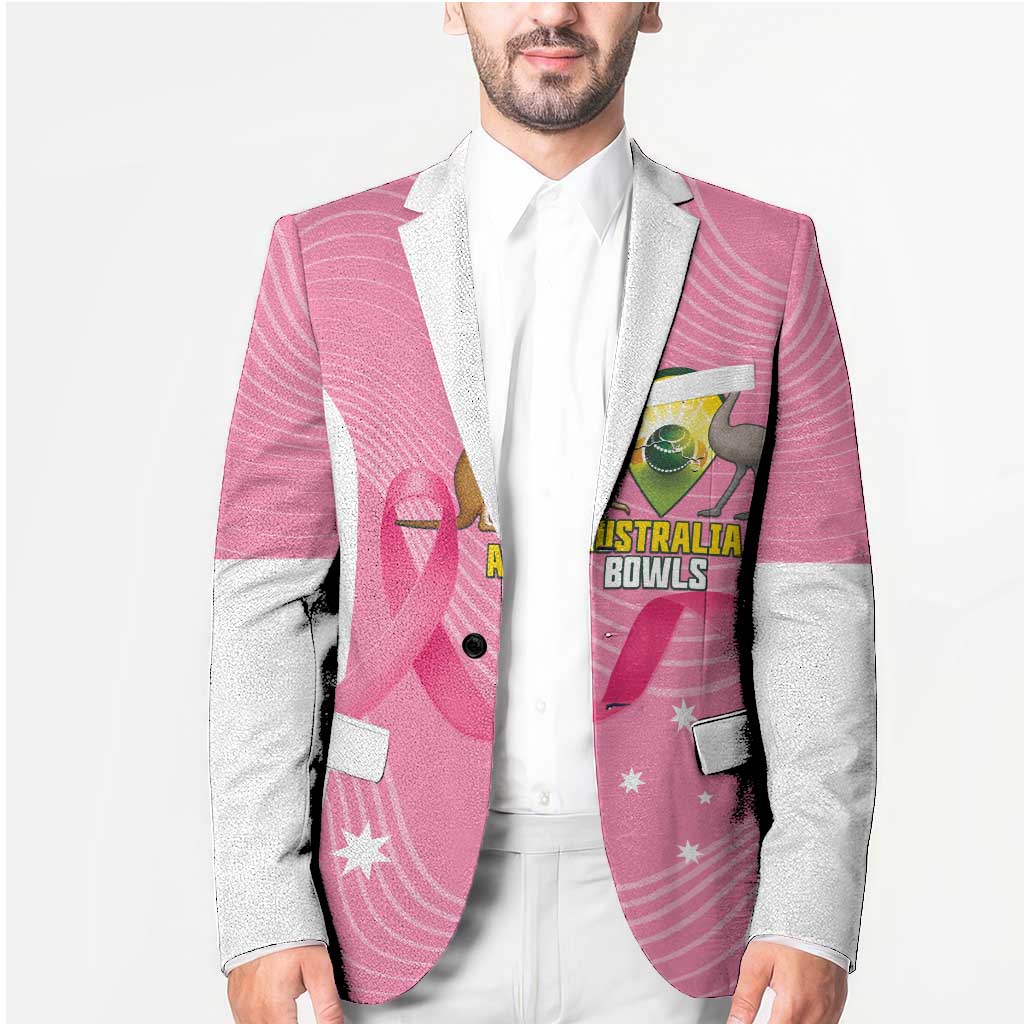 Custom Bowls Australia Breast Cancer Blazer Pink Ribbon Aussie Map With Kangaroo Emu - Aussie Hoodie