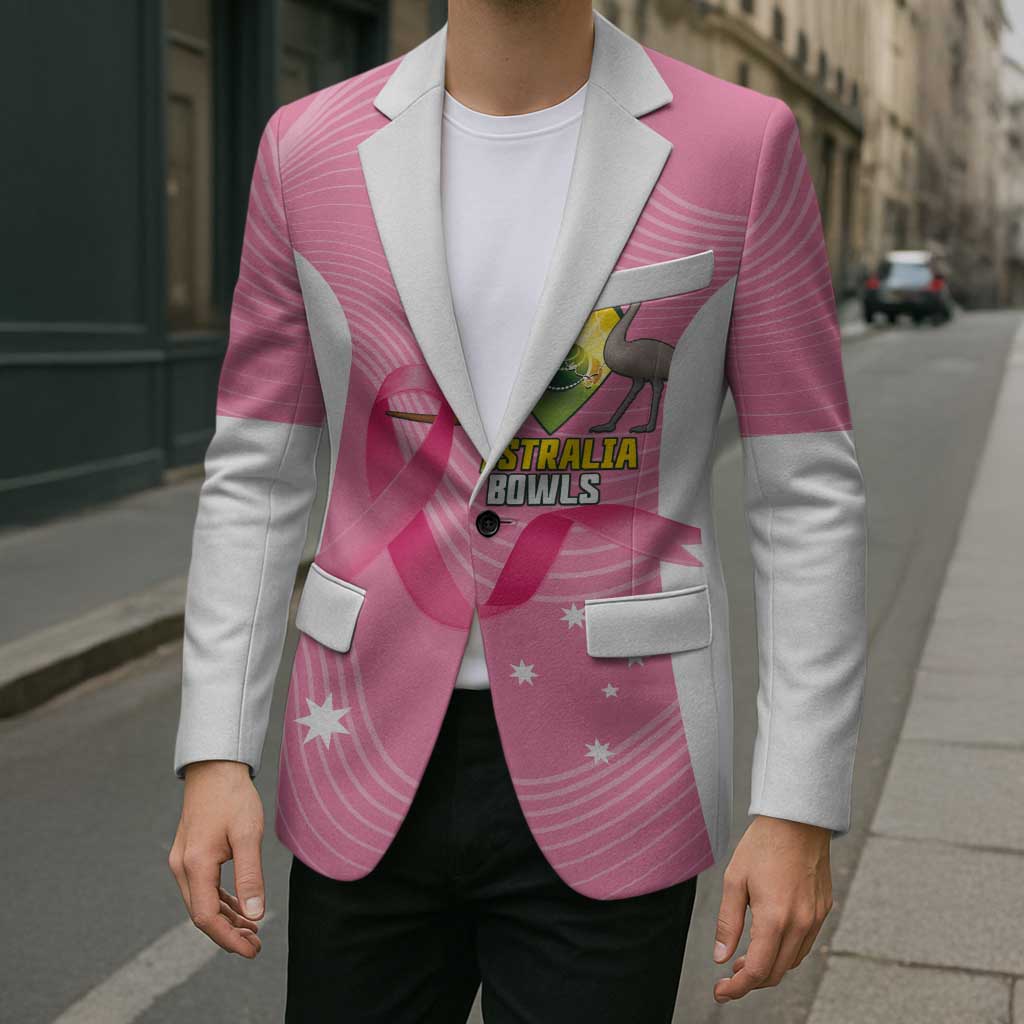 Custom Bowls Australia Breast Cancer Blazer Pink Ribbon Aussie Map With Kangaroo Emu - Aussie Hoodie
