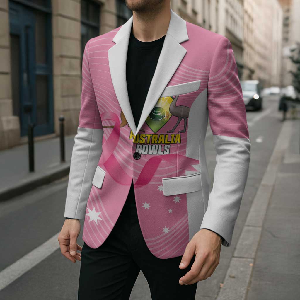Custom Bowls Australia Breast Cancer Blazer Pink Ribbon Aussie Map With Kangaroo Emu - Aussie Hoodie