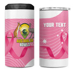 Custom Bowls Australia Breast Cancer 4 in 1 Can Cooler Tumbler Pink Ribbon Aussie Map With Kangaroo Emu - Aussie Hoodie