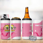 Custom Bowls Australia Breast Cancer 4 in 1 Can Cooler Tumbler Pink Ribbon Aussie Map With Kangaroo Emu - Aussie Hoodie