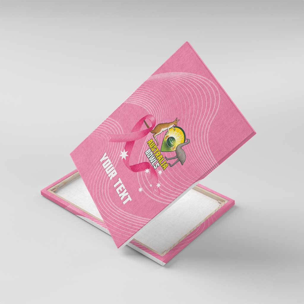 Custom Bowls Australia Breast Cancer Canvas Wall Art Pink Ribbon Aussie Map With Kangaroo Emu - Aussie Hoodie