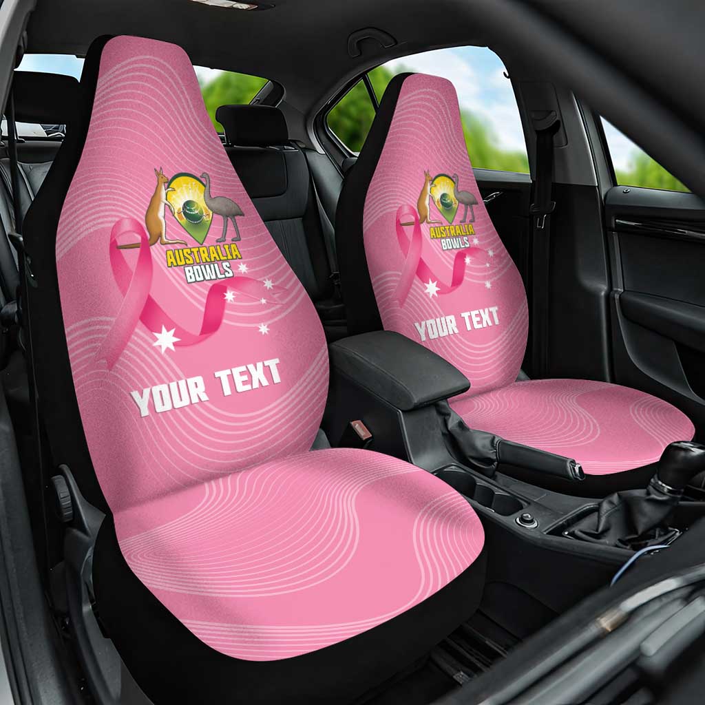 Custom Bowls Australia Breast Cancer Car Seat Cover Pink Ribbon Aussie Map With Kangaroo Emu - Aussie Hoodie