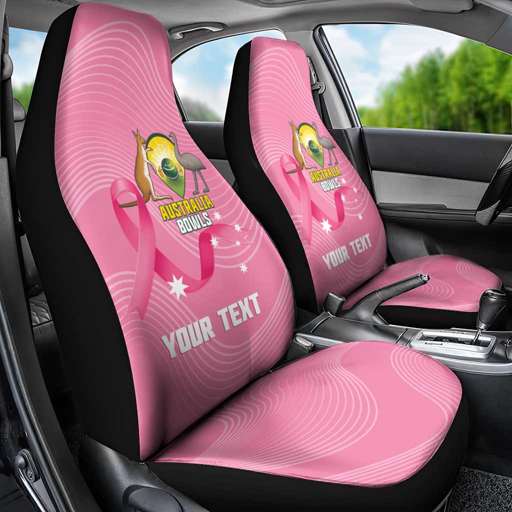 Custom Bowls Australia Breast Cancer Car Seat Cover Pink Ribbon Aussie Map With Kangaroo Emu - Aussie Hoodie