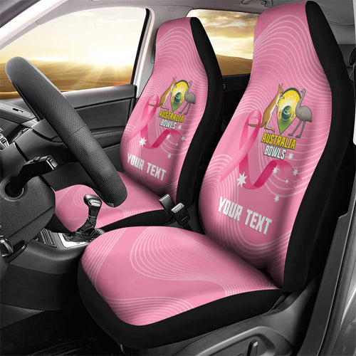 Custom Bowls Australia Breast Cancer Car Seat Cover Pink Ribbon Aussie Map With Kangaroo Emu - Aussie Hoodie