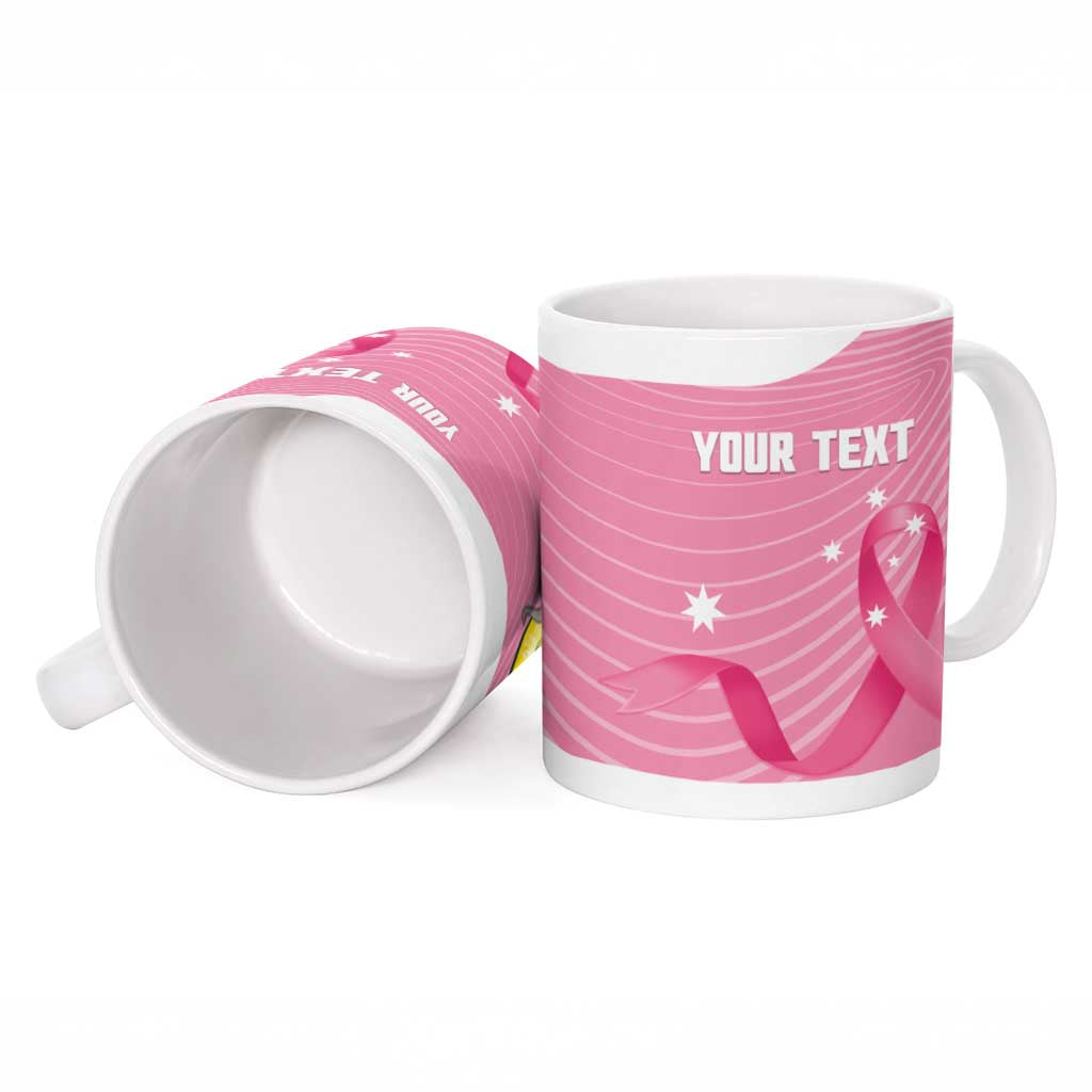 Custom Bowls Australia Breast Cancer Ceramic Mug Pink Ribbon Aussie Map With Kangaroo Emu - Aussie Hoodie