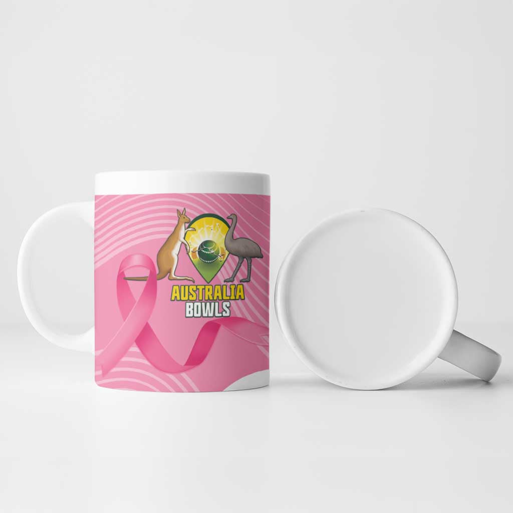 Custom Bowls Australia Breast Cancer Ceramic Mug Pink Ribbon Aussie Map With Kangaroo Emu - Aussie Hoodie