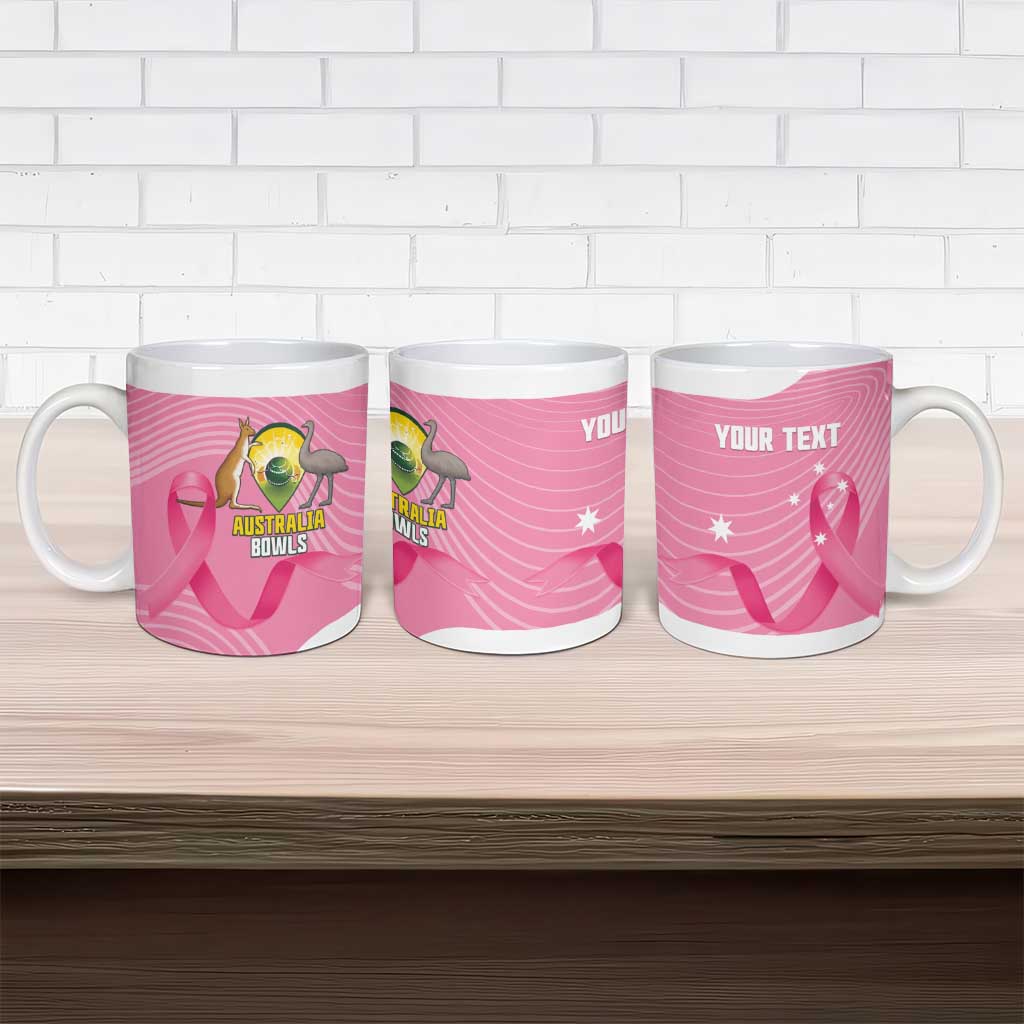 Custom Bowls Australia Breast Cancer Ceramic Mug Pink Ribbon Aussie Map With Kangaroo Emu - Aussie Hoodie