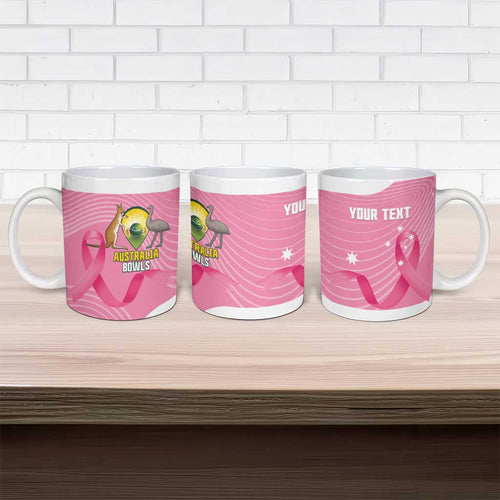 Custom Bowls Australia Breast Cancer Ceramic Mug Pink Ribbon Aussie Map With Kangaroo Emu - Aussie Hoodie