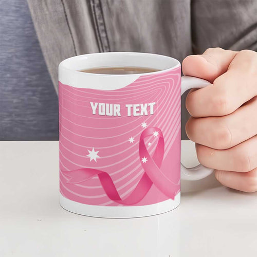 Custom Bowls Australia Breast Cancer Ceramic Mug Pink Ribbon Aussie Map With Kangaroo Emu - Aussie Hoodie