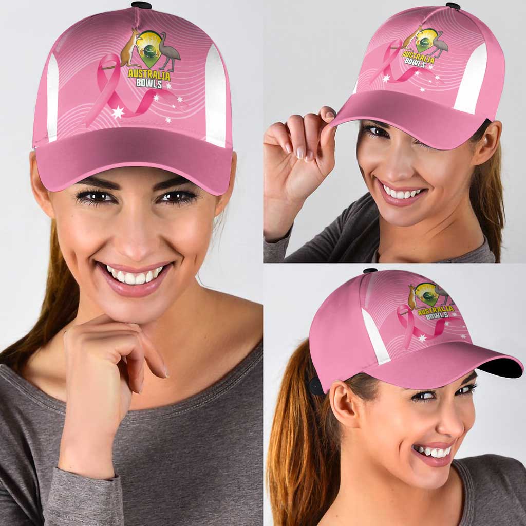 Bowls Australia Breast Cancer Classic Cap Pink Ribbon Aussie Map With Kangaroo Emu - Aussie Hoodie
