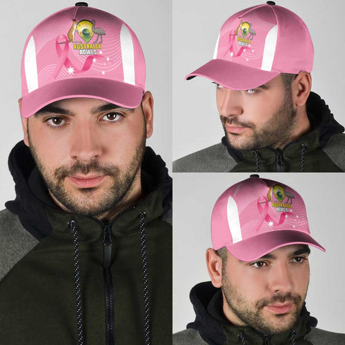 Bowls Australia Breast Cancer Classic Cap Pink Ribbon Aussie Map With Kangaroo Emu - Aussie Hoodie
