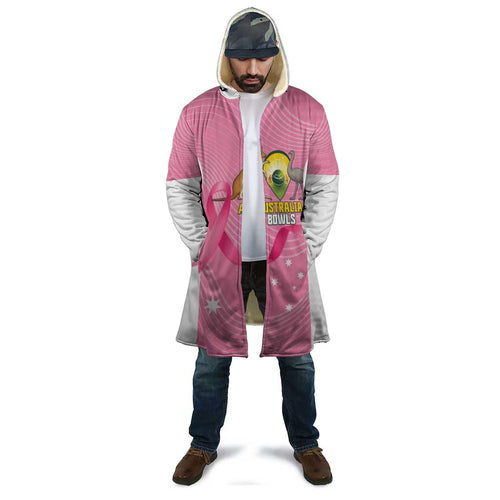 Custom Bowls Australia Breast Cancer Cloak Pink Ribbon Aussie Map With Kangaroo Emu - Aussie Hoodie
