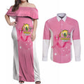 Custom Bowls Australia Breast Cancer Couples Matching Off Shoulder Maxi Dress and Long Sleeve Button Shirt Pink Ribbon Aussie Map With Kangaroo Emu - Aussie Hoodie