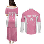 Custom Bowls Australia Breast Cancer Couples Matching Puletasi and Long Sleeve Button Shirt Pink Ribbon Aussie Map With Kangaroo Emu - Aussie Hoodie