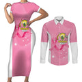 Custom Bowls Australia Breast Cancer Couples Matching Short Sleeve Bodycon Dress and Long Sleeve Button Shirt Pink Ribbon Aussie Map With Kangaroo Emu - Aussie Hoodie