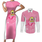 Custom Bowls Australia Breast Cancer Couples Matching Short Sleeve Bodycon Dress and Long Sleeve Button Shirt Pink Ribbon Aussie Map With Kangaroo Emu - Aussie Hoodie