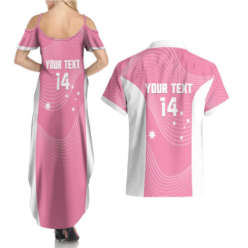 Custom Bowls Australia Breast Cancer Couples Matching Summer Maxi Dress and Hawaiian Shirt Pink Ribbon Aussie Map With Kangaroo Emu - Aussie Hoodie