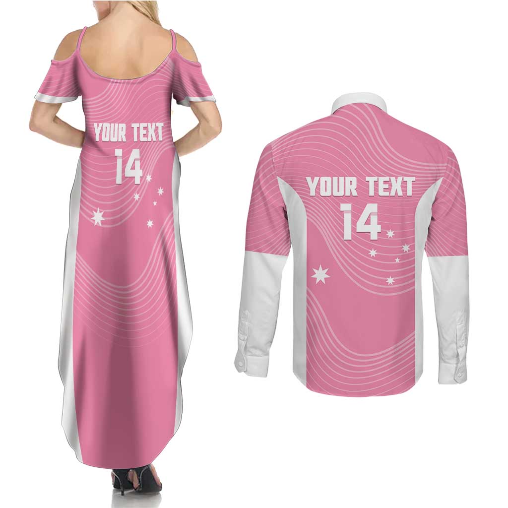 Custom Bowls Australia Breast Cancer Couples Matching Summer Maxi Dress and Long Sleeve Button Shirt Pink Ribbon Aussie Map With Kangaroo Emu - Aussie Hoodie