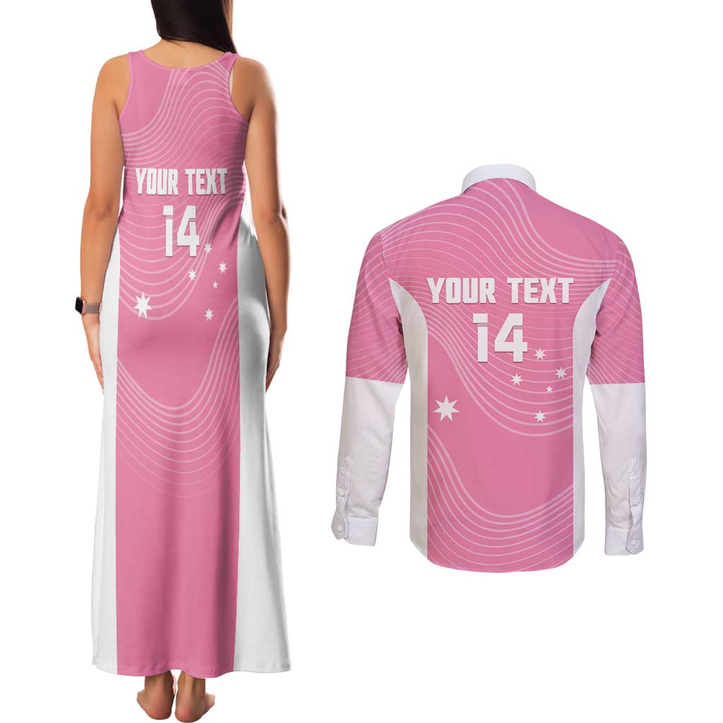 Custom Bowls Australia Breast Cancer Couples Matching Tank Maxi Dress and Long Sleeve Button Shirt Pink Ribbon Aussie Map With Kangaroo Emu - Aussie Hoodie