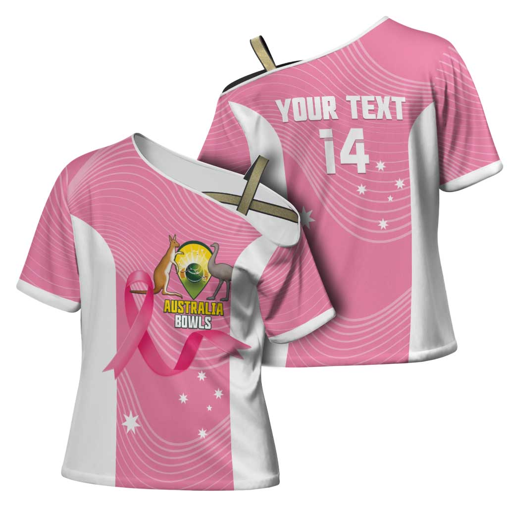 Custom Bowls Australia Breast Cancer Cross Shoulder Shirt Pink Ribbon Aussie Map With Kangaroo Emu - Aussie Hoodie