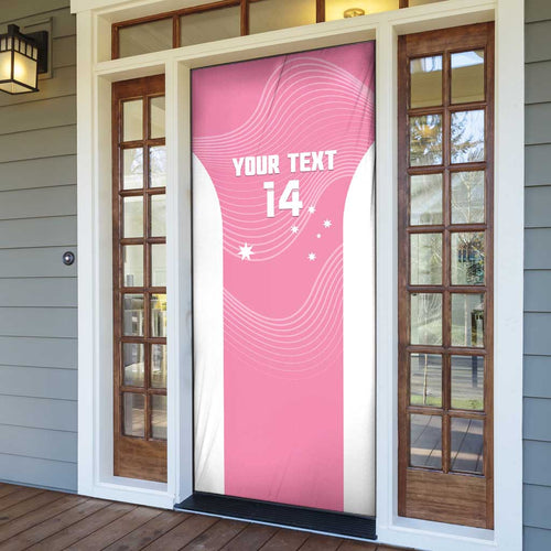 Custom Bowls Australia Breast Cancer Door Cover Pink Ribbon Aussie Map With Kangaroo Emu - Aussie Hoodie