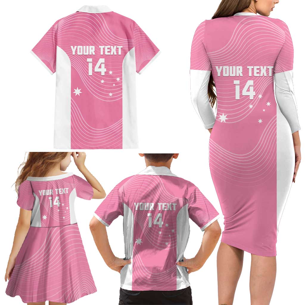 Custom Bowls Australia Breast Cancer Family Matching Long Sleeve Bodycon Dress and Hawaiian Shirt Pink Ribbon Aussie Map With Kangaroo Emu - Aussie Hoodie