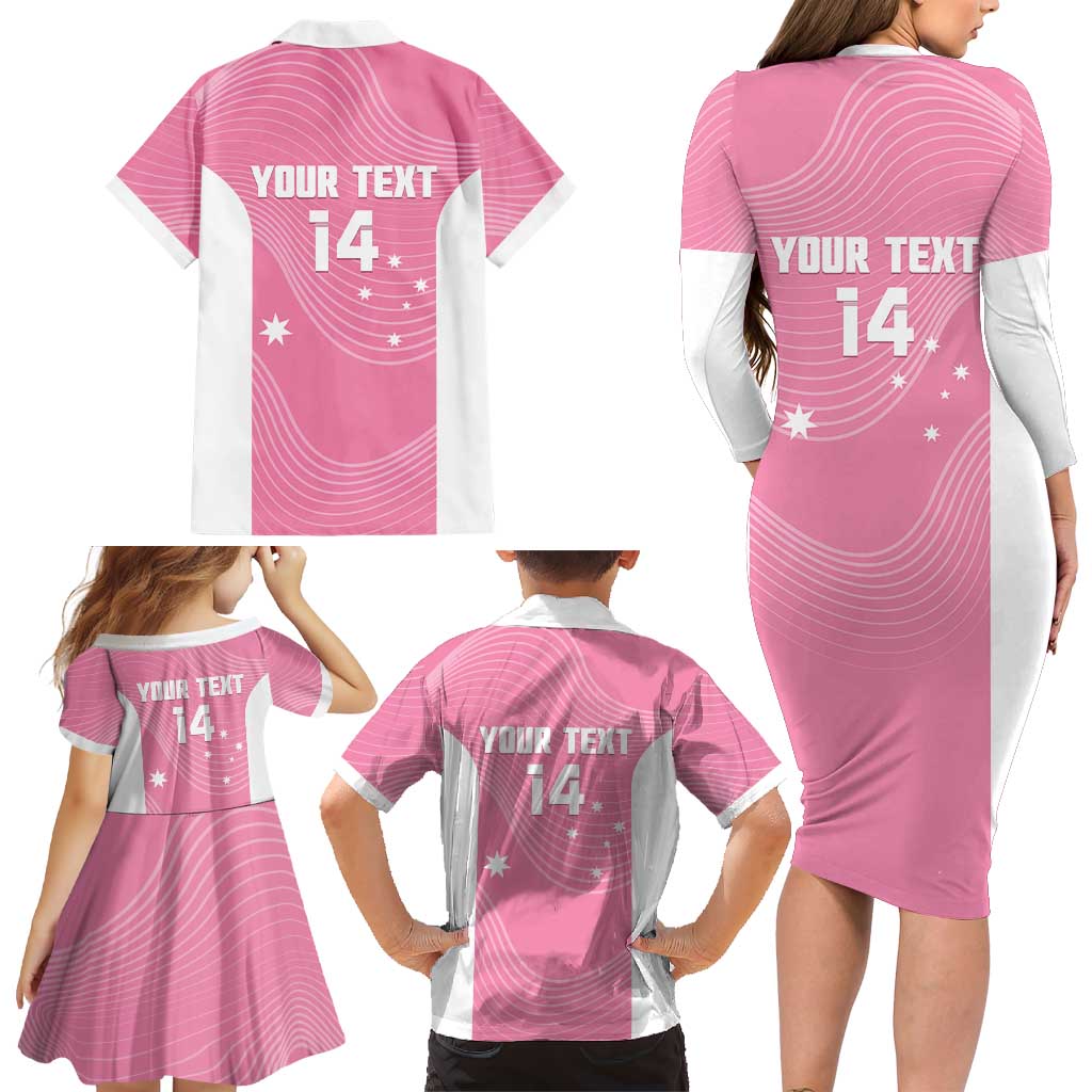 Custom Bowls Australia Breast Cancer Family Matching Long Sleeve Bodycon Dress and Hawaiian Shirt Pink Ribbon Aussie Map With Kangaroo Emu - Aussie Hoodie