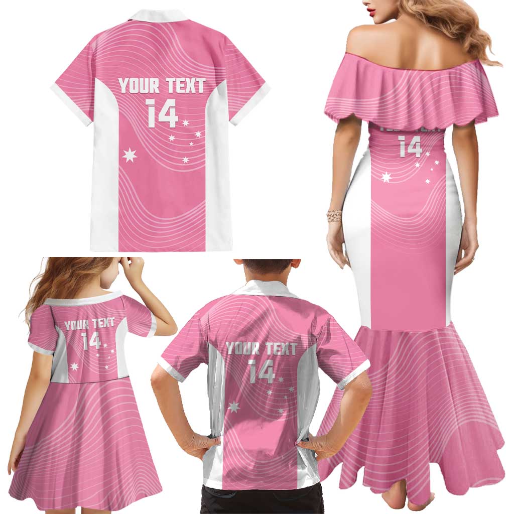 Custom Bowls Australia Breast Cancer Family Matching Mermaid Dress and Hawaiian Shirt Pink Ribbon Aussie Map With Kangaroo Emu - Aussie Hoodie