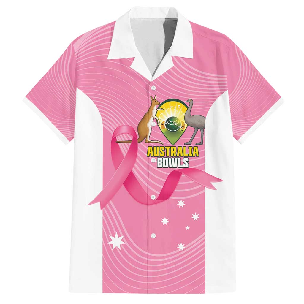 Custom Bowls Australia Breast Cancer Family Matching Off Shoulder Maxi Dress and Hawaiian Shirt Pink Ribbon Aussie Map With Kangaroo Emu - Aussie Hoodie