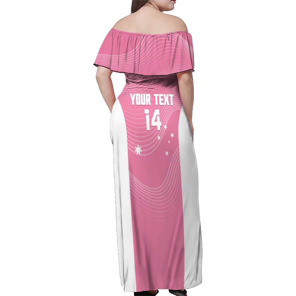 Custom Bowls Australia Breast Cancer Family Matching Off Shoulder Maxi Dress and Hawaiian Shirt Pink Ribbon Aussie Map With Kangaroo Emu - Aussie Hoodie