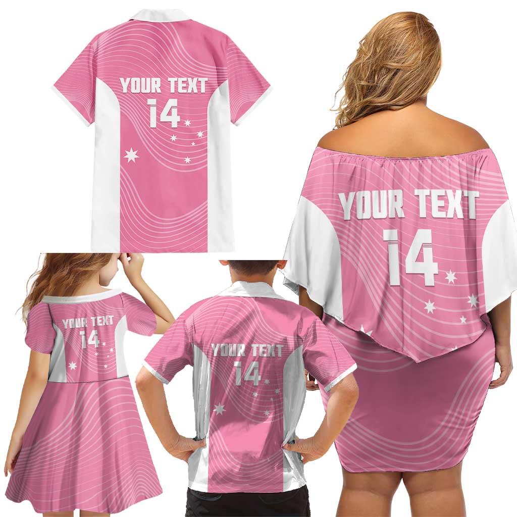 Custom Bowls Australia Breast Cancer Family Matching Off Shoulder Short Dress and Hawaiian Shirt Pink Ribbon Aussie Map With Kangaroo Emu - Aussie Hoodie