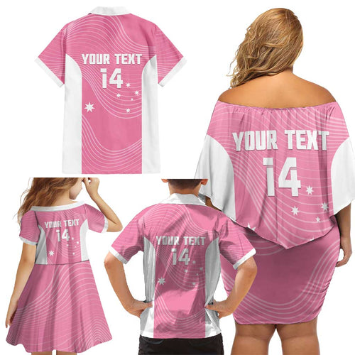 Custom Bowls Australia Breast Cancer Family Matching Off Shoulder Short Dress and Hawaiian Shirt Pink Ribbon Aussie Map With Kangaroo Emu - Aussie Hoodie