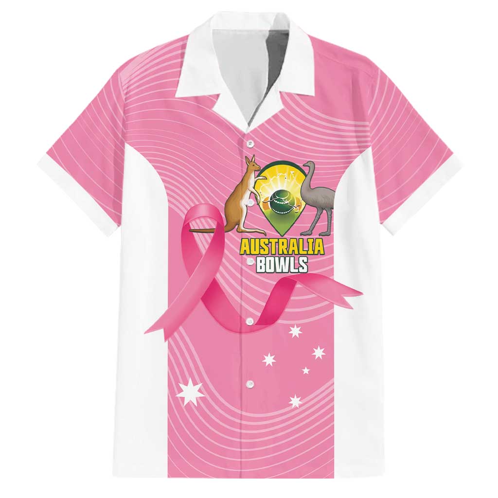 Custom Bowls Australia Breast Cancer Family Matching Off Shoulder Short Dress and Hawaiian Shirt Pink Ribbon Aussie Map With Kangaroo Emu - Aussie Hoodie