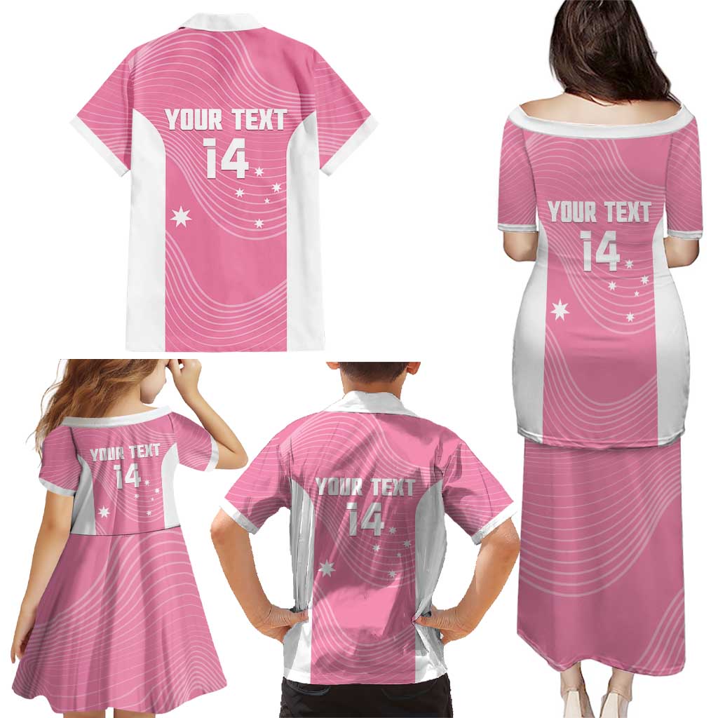 Custom Bowls Australia Breast Cancer Family Matching Puletasi and Hawaiian Shirt Pink Ribbon Aussie Map With Kangaroo Emu - Aussie Hoodie
