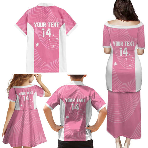 Custom Bowls Australia Breast Cancer Family Matching Puletasi and Hawaiian Shirt Pink Ribbon Aussie Map With Kangaroo Emu - Aussie Hoodie