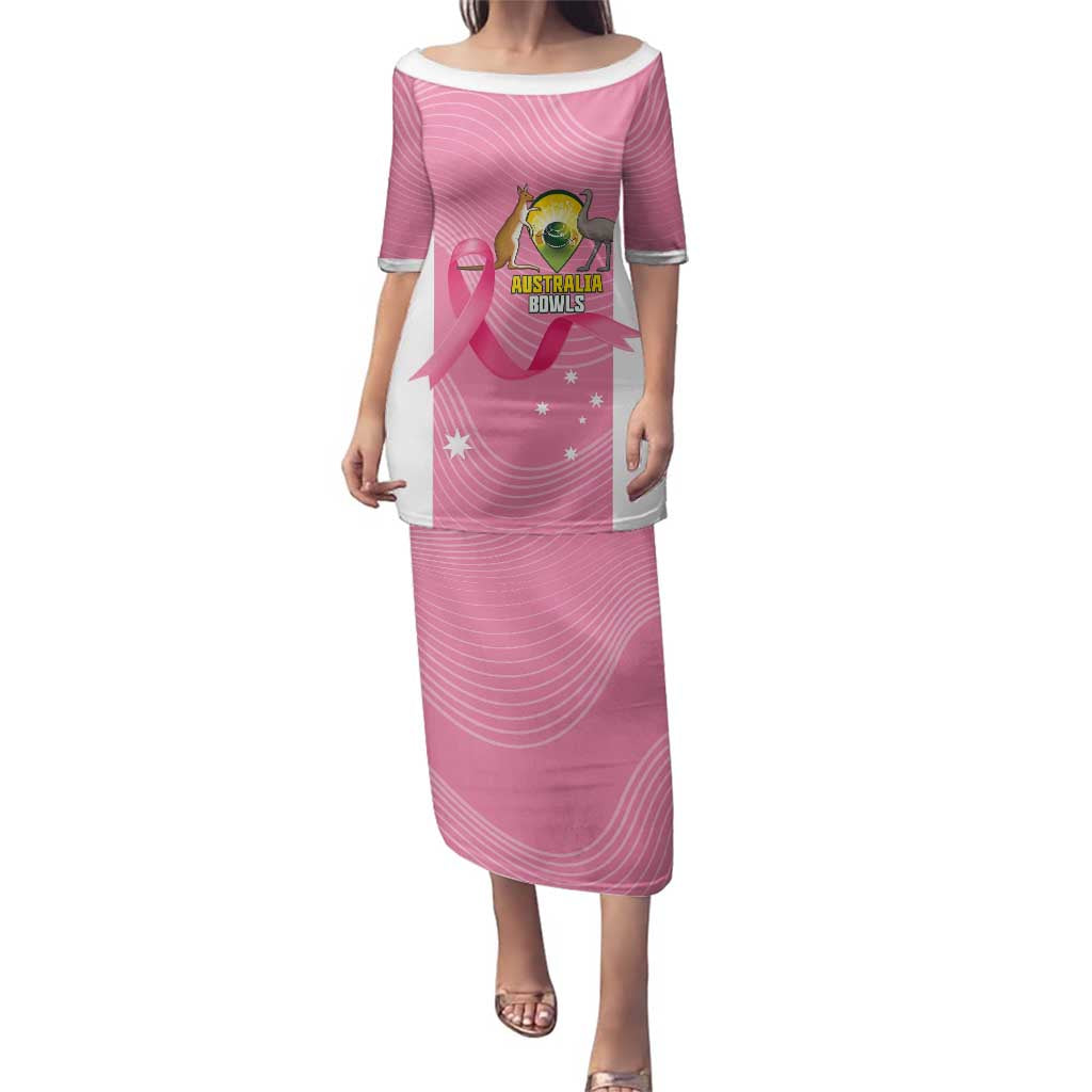 Custom Bowls Australia Breast Cancer Family Matching Puletasi and Hawaiian Shirt Pink Ribbon Aussie Map With Kangaroo Emu - Aussie Hoodie