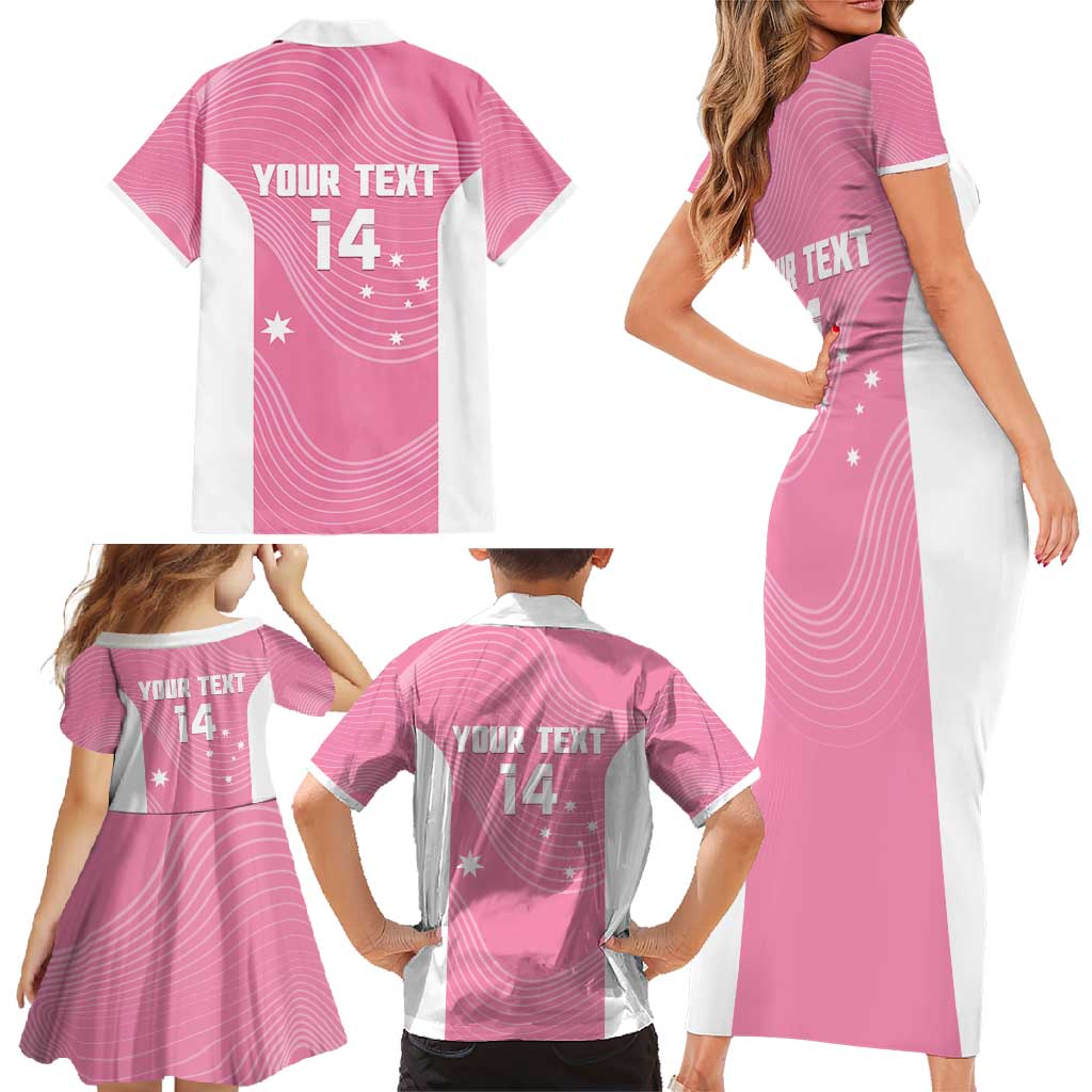 Custom Bowls Australia Breast Cancer Family Matching Short Sleeve Bodycon Dress and Hawaiian Shirt Pink Ribbon Aussie Map With Kangaroo Emu - Aussie Hoodie