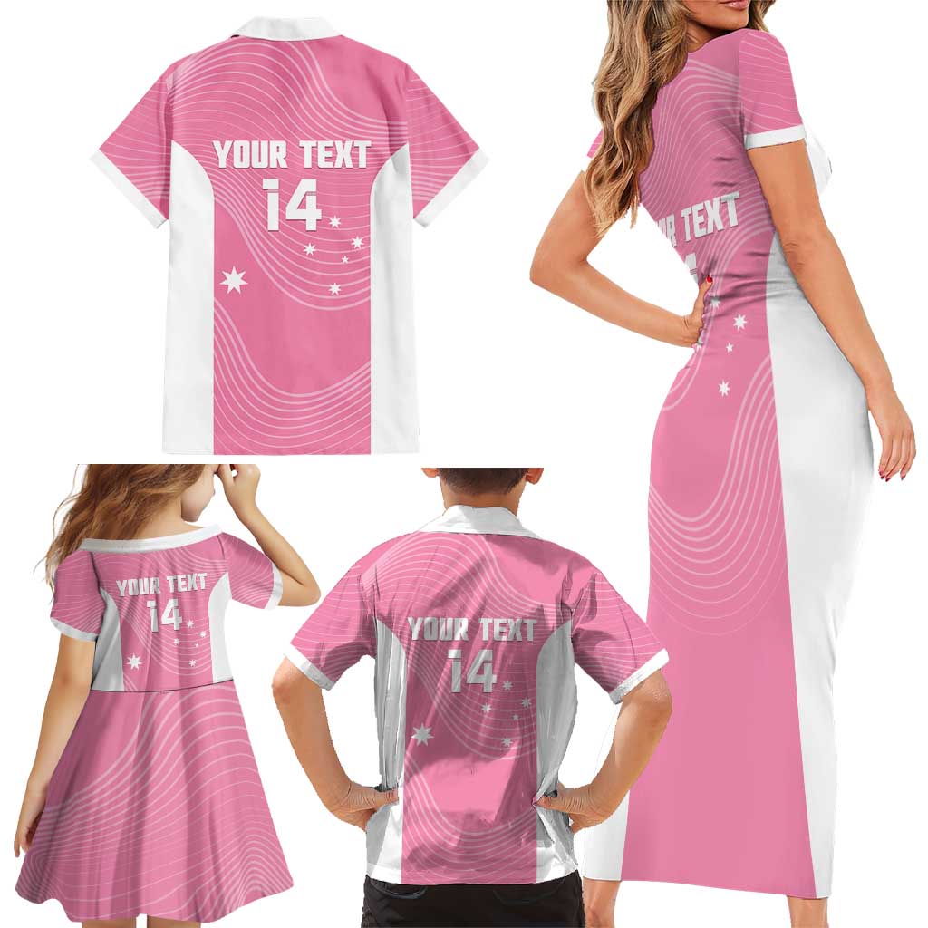 Custom Bowls Australia Breast Cancer Family Matching Short Sleeve Bodycon Dress and Hawaiian Shirt Pink Ribbon Aussie Map With Kangaroo Emu - Aussie Hoodie