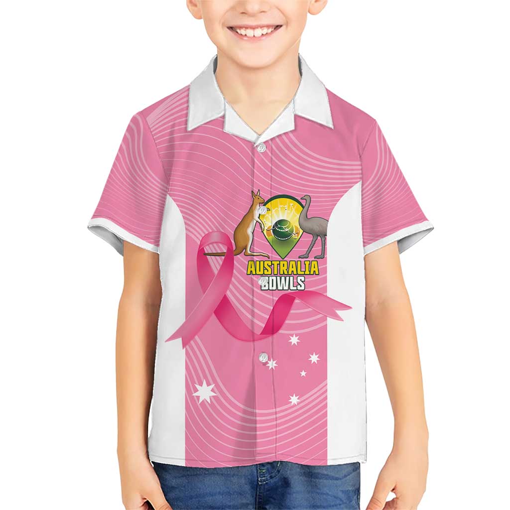 Custom Bowls Australia Breast Cancer Family Matching Short Sleeve Bodycon Dress and Hawaiian Shirt Pink Ribbon Aussie Map With Kangaroo Emu - Aussie Hoodie