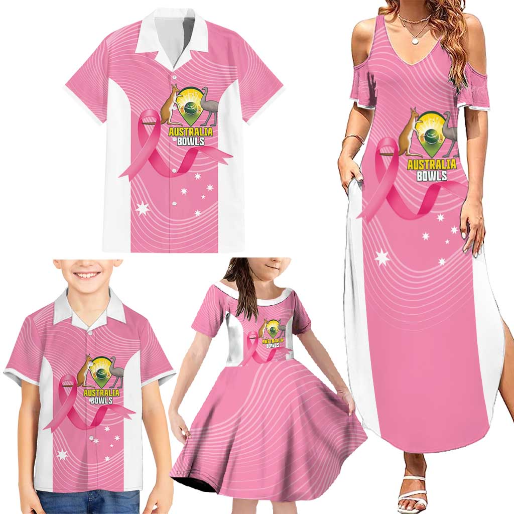 Custom Bowls Australia Breast Cancer Family Matching Summer Maxi Dress and Hawaiian Shirt Pink Ribbon Aussie Map With Kangaroo Emu - Aussie Hoodie