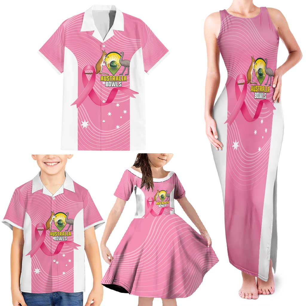 Custom Bowls Australia Breast Cancer Family Matching Tank Maxi Dress and Hawaiian Shirt Pink Ribbon Aussie Map With Kangaroo Emu - Aussie Hoodie