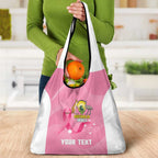 Custom Bowls Australia Breast Cancer Grocery Bag Pink Ribbon Aussie Map With Kangaroo Emu - Aussie Hoodie