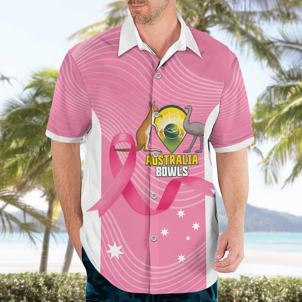 Custom Bowls Australia Breast Cancer Hawaiian Shirt Pink Ribbon Aussie Map With Kangaroo Emu - Aussie Hoodie